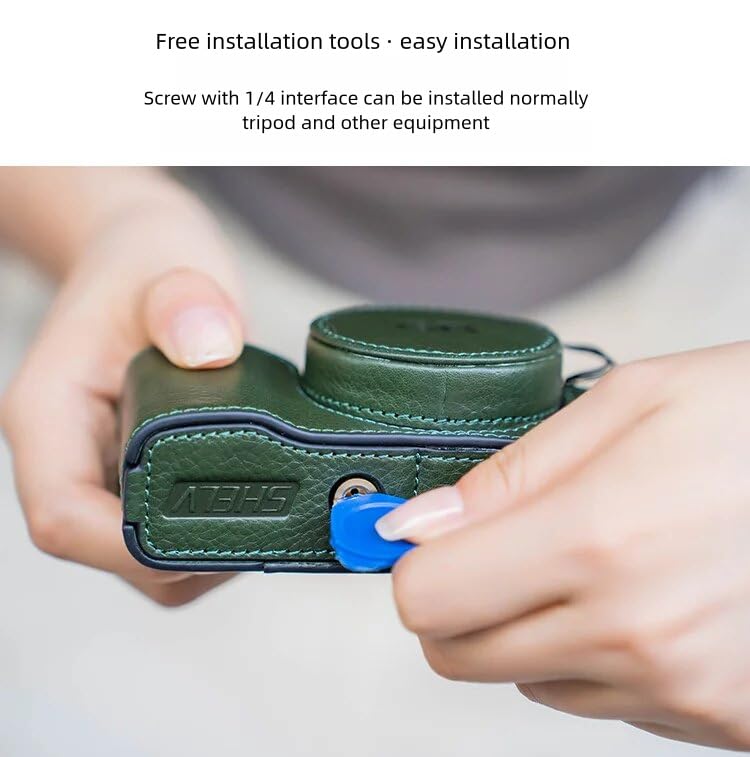 Amazon | 本革カメラハーフケースカバー フィンガーハンドグリップ